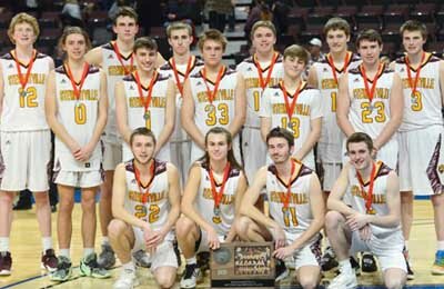 The Stewartville boys basketball team captured second place at the 2020 MSHSL Class AA, Section One championships on March 12. Tiger team members are, kneeling, from left, Derek Golliher, Austin Quandt, Chuck Winch, Bradon Holschlag. Standing, from left, Miles Hettinger, Nolan Stier, Will Tschetter, Kaleb Hellickson, Eli Klavetter, Alex Larson, Max Barnes, Noah Looney, Bode Mayer, Mason Schindler, Trent Einertson.